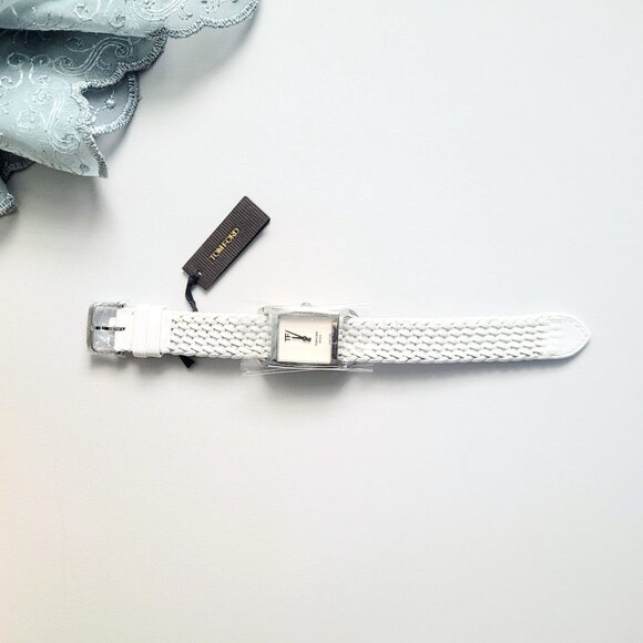 Tom Ford No.004 Watch White Face White Braided Leather Strap Stainless Steel - Picture 2 of 7